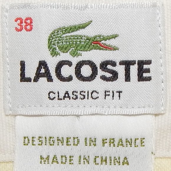 Men's Lacoste Classic Fit Button-Front Shirt ~ Short Sleeve - Size 38 - Yellow - Picture 6 of 8